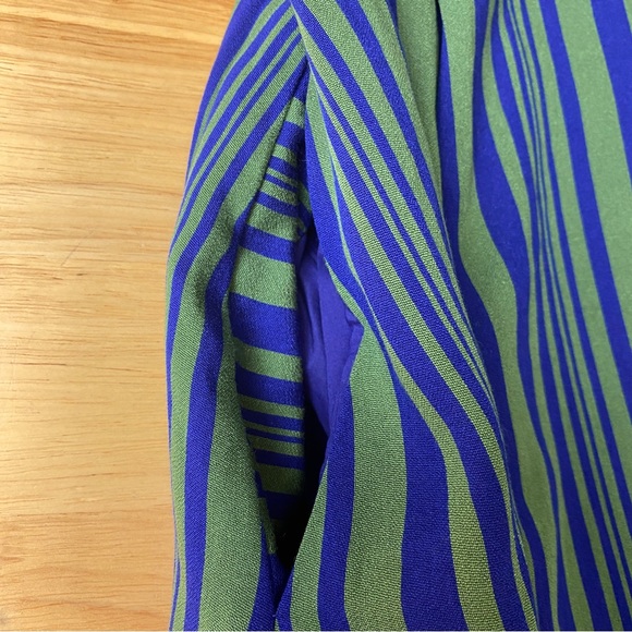 COS Blue Green Striped Sleeveless Viscose Blend A-Line Midi Dress Size 38 AU 10 - Picture 7 of 11